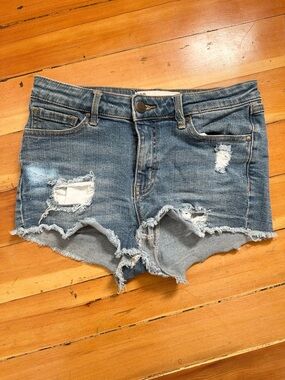RSQ Denim Cutoff Shorts Size 1/ 25Juniors Distressed Frayed Hem Mid Rise Venice